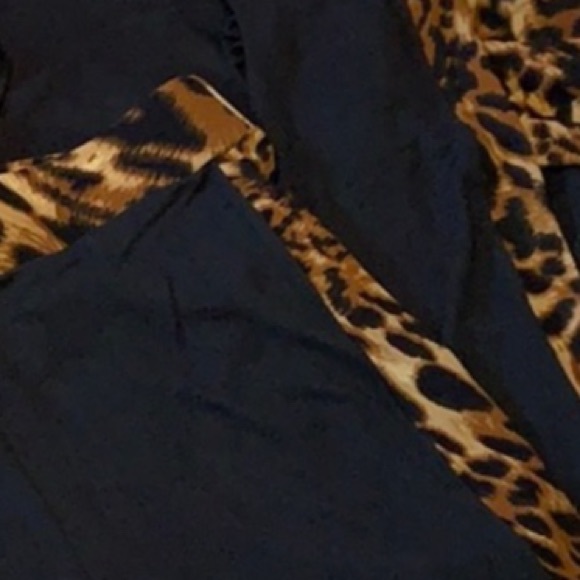 Yelete Black Leopard Print 2 Piece Long Sleeve High Rise Legging Pants Set NWT - Picture 7 of 13